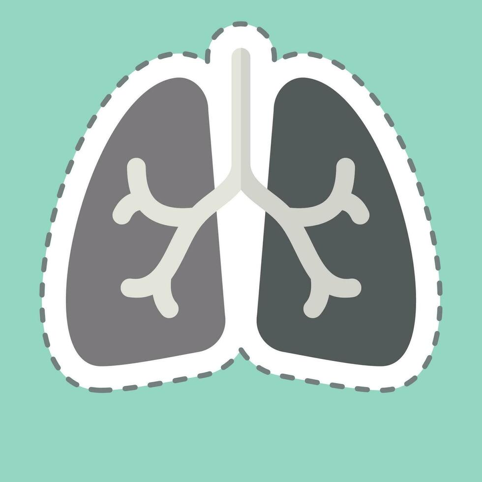 Sticker line cut Lungs. related to Respiratory Therapy symbol. simple design editable. simple illustration vector