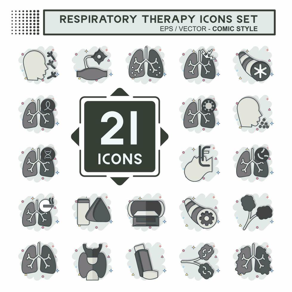 Icon Set Respiratory Therapy. related to Healthy symbol. comic style. simple design editable. simple illustration vector