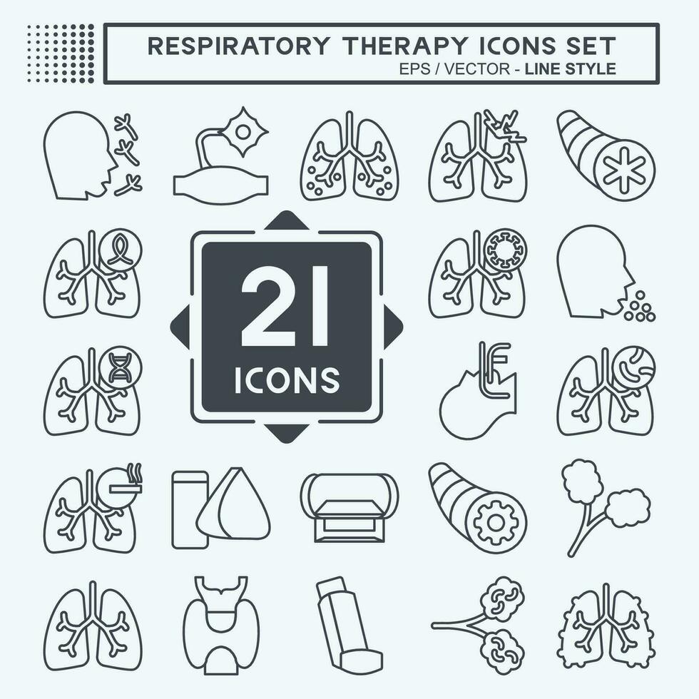 icono conjunto respiratorio terapia. relacionado a sano símbolo. línea estilo. sencillo diseño editable. sencillo ilustración vector