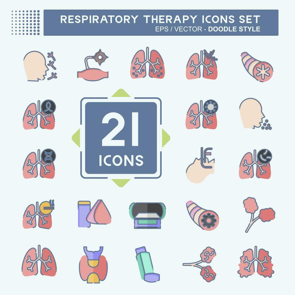 Icon Set Respiratory Therapy. related to Healthy symbol. doodle style. simple design editable. simple illustration vector