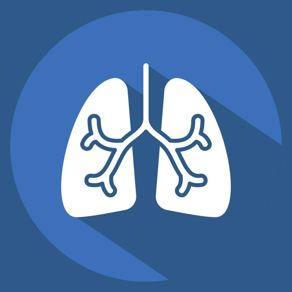 icono pulmones. relacionado a respiratorio terapia símbolo. largo sombra estilo. sencillo diseño editable. sencillo ilustración vector