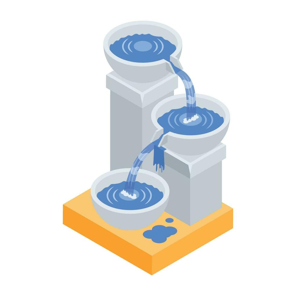 Water Fountain Sculptures Isometric Icon vector