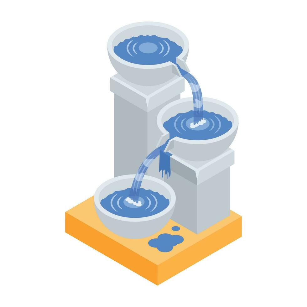 agua fuente esculturas isométrica icono vector