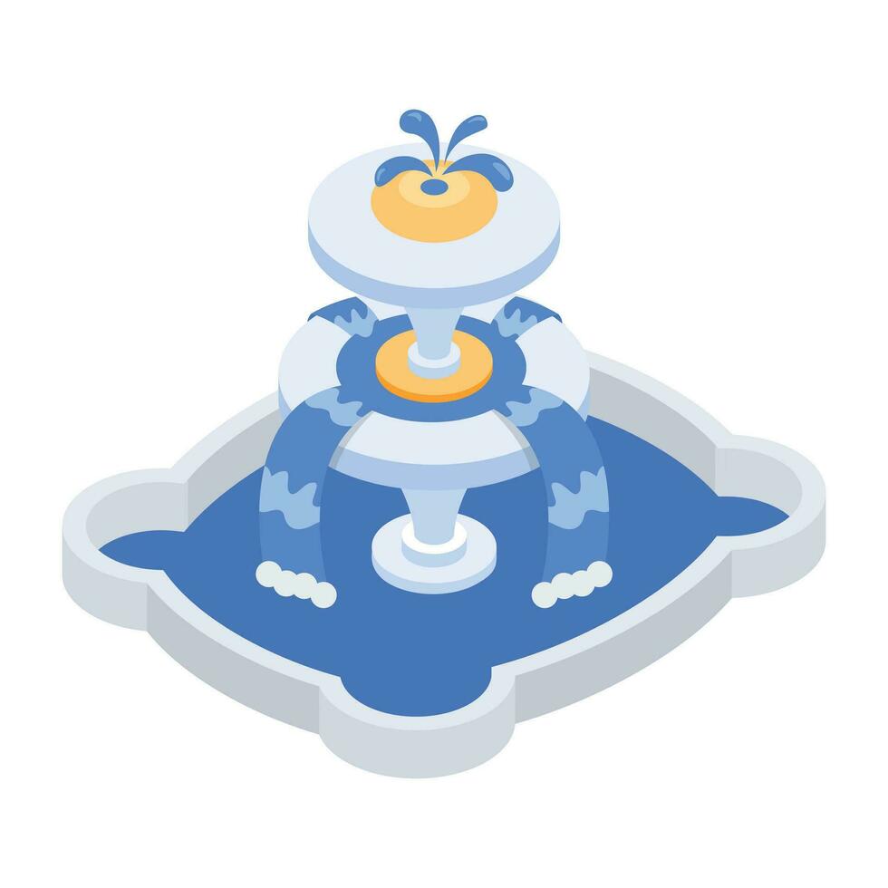Water Fountain Sculptures Isometric Icon vector