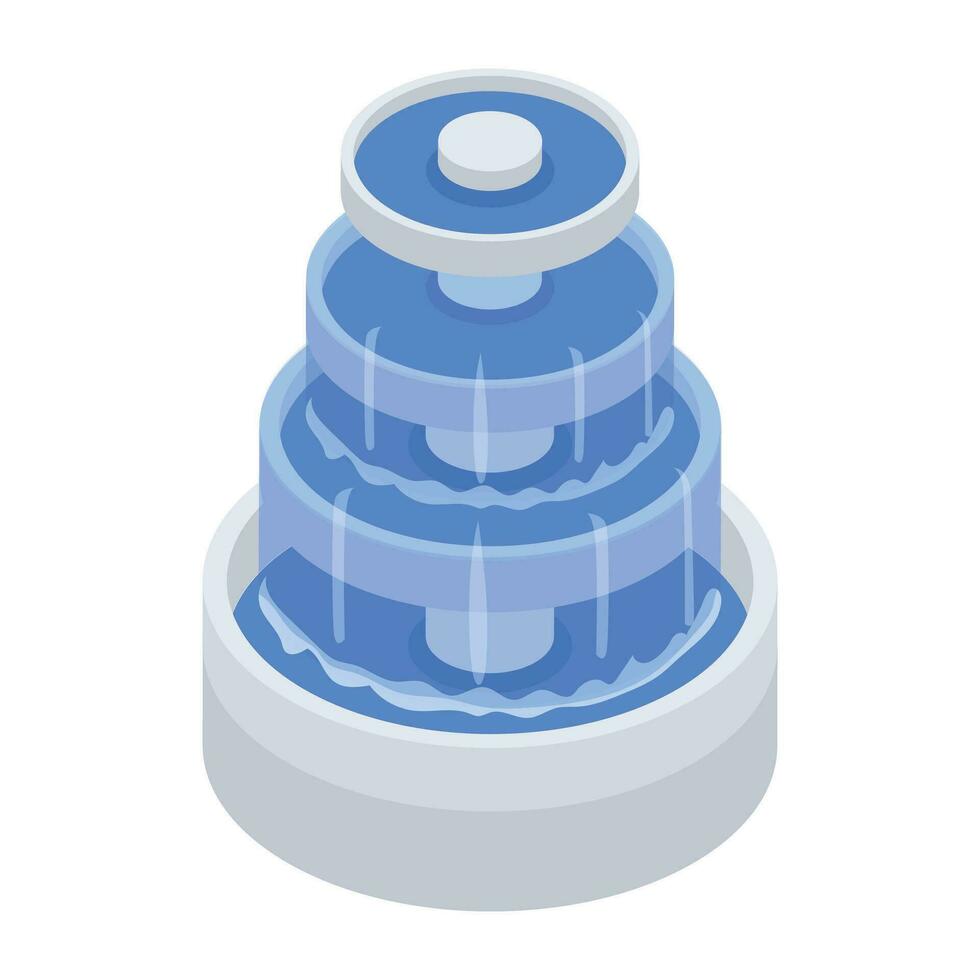 Water Fountain Sculptures Isometric Icon vector