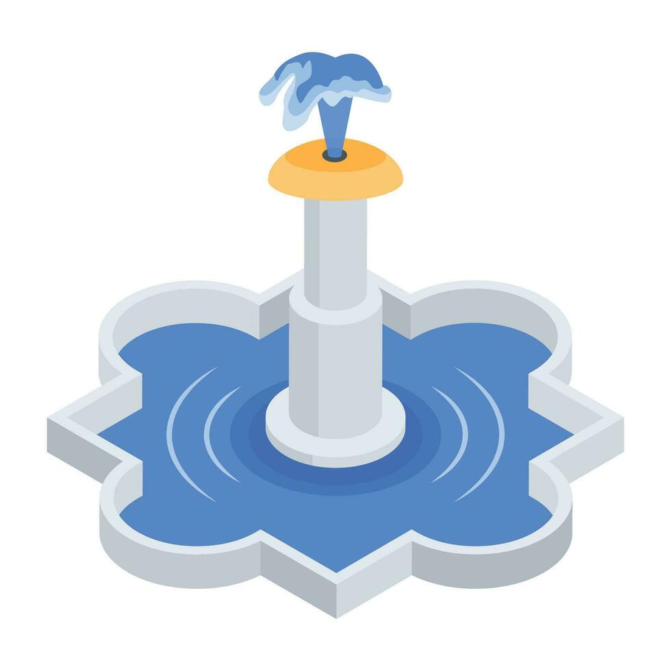Modern Fountains Isometric Icon vector