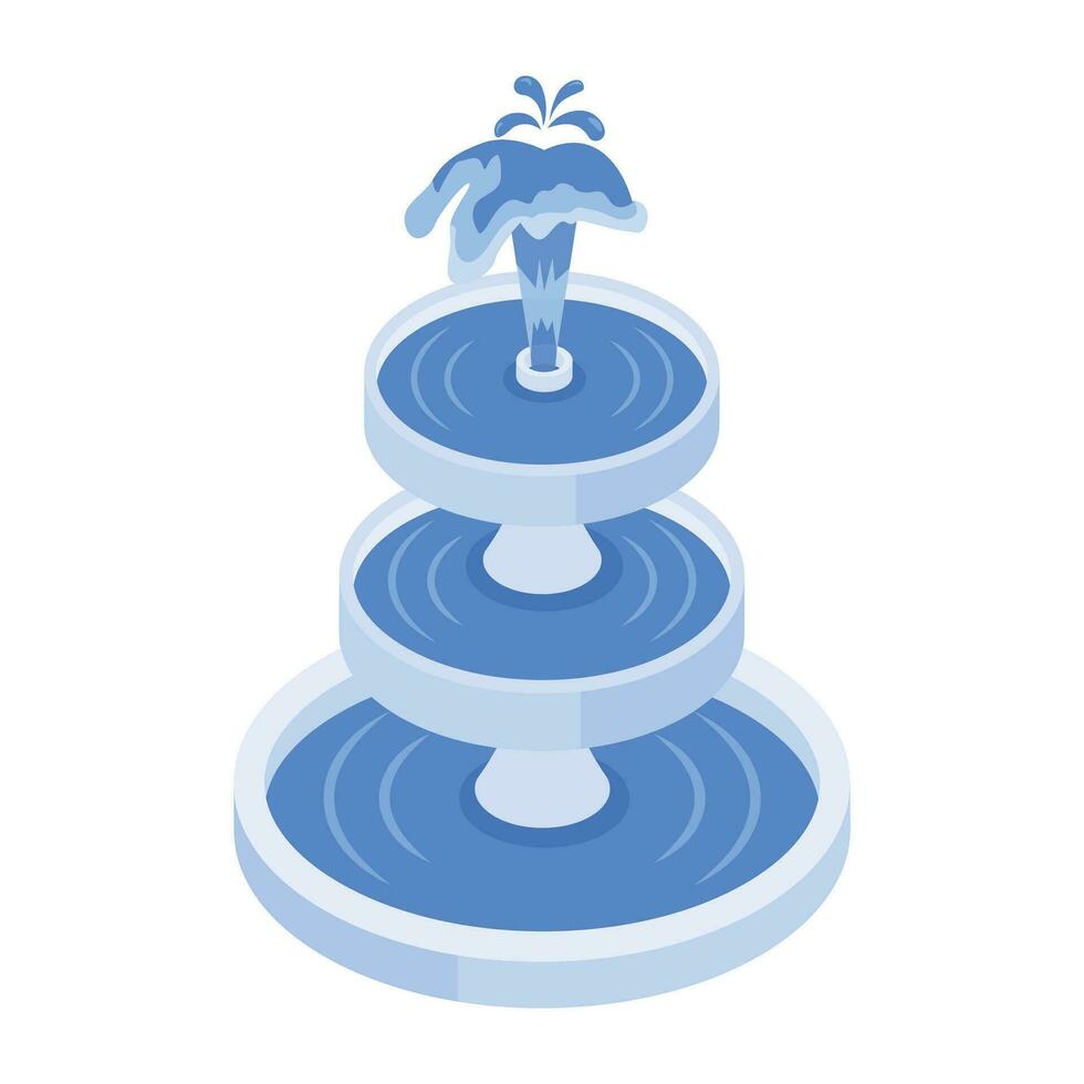Water Fountain Sculptures Isometric Icon vector