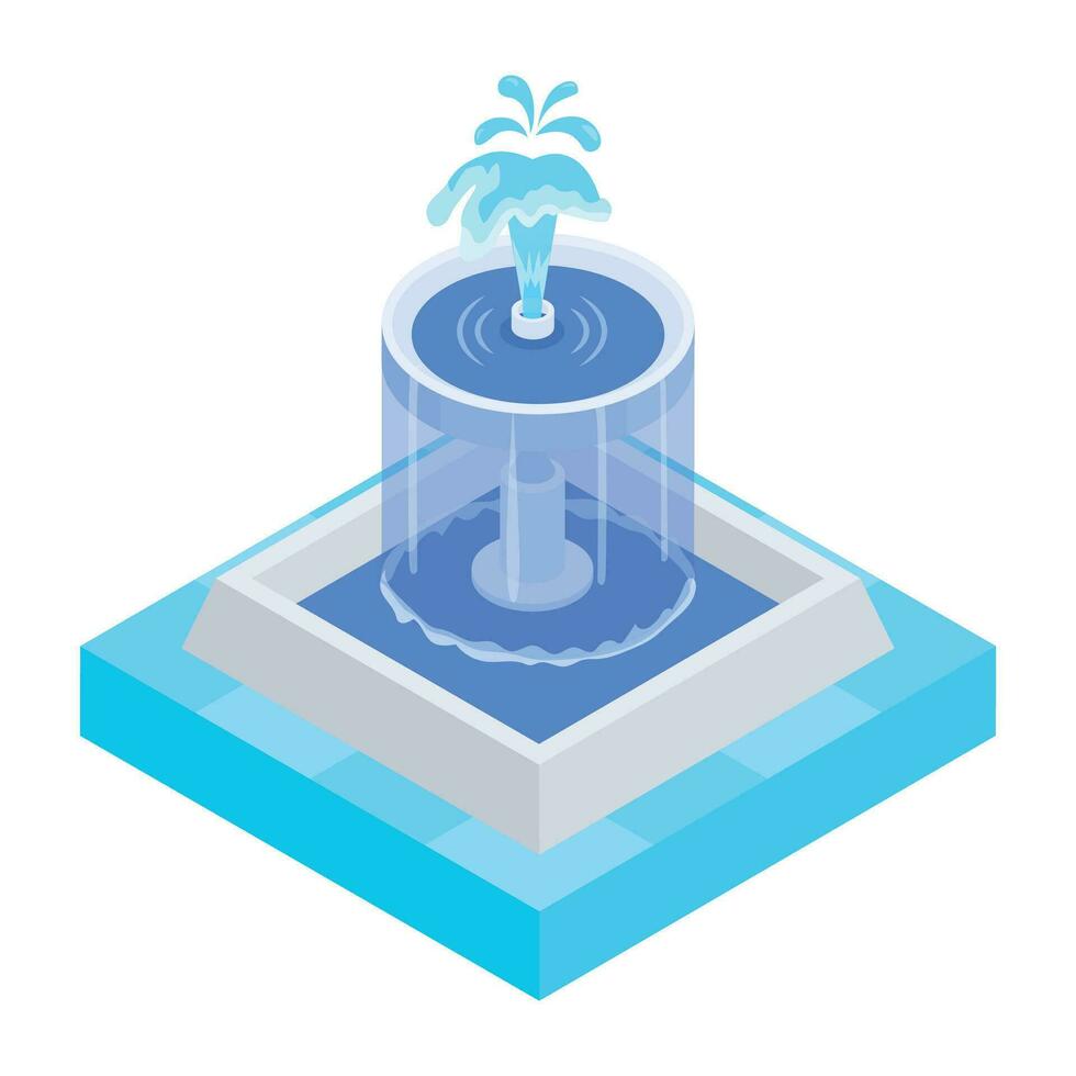 agua fuentes isométrica icono vector