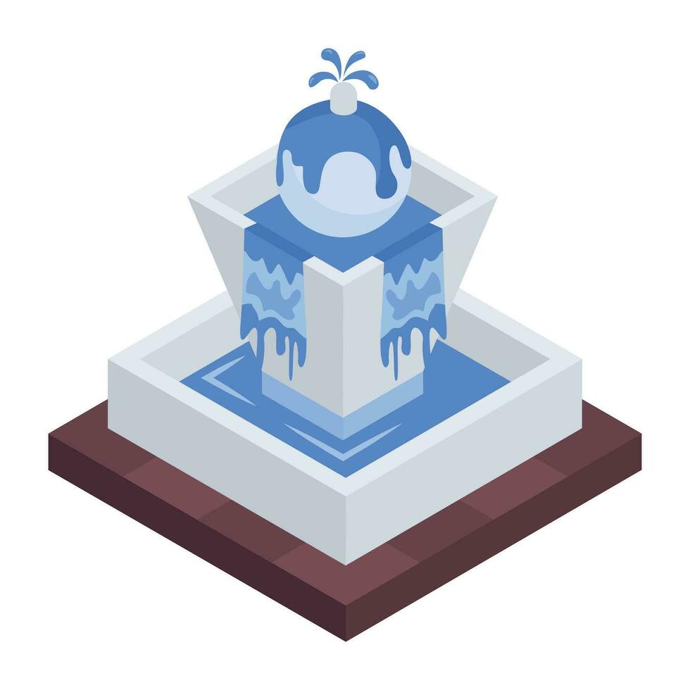 agua fuentes isométrica icono vector