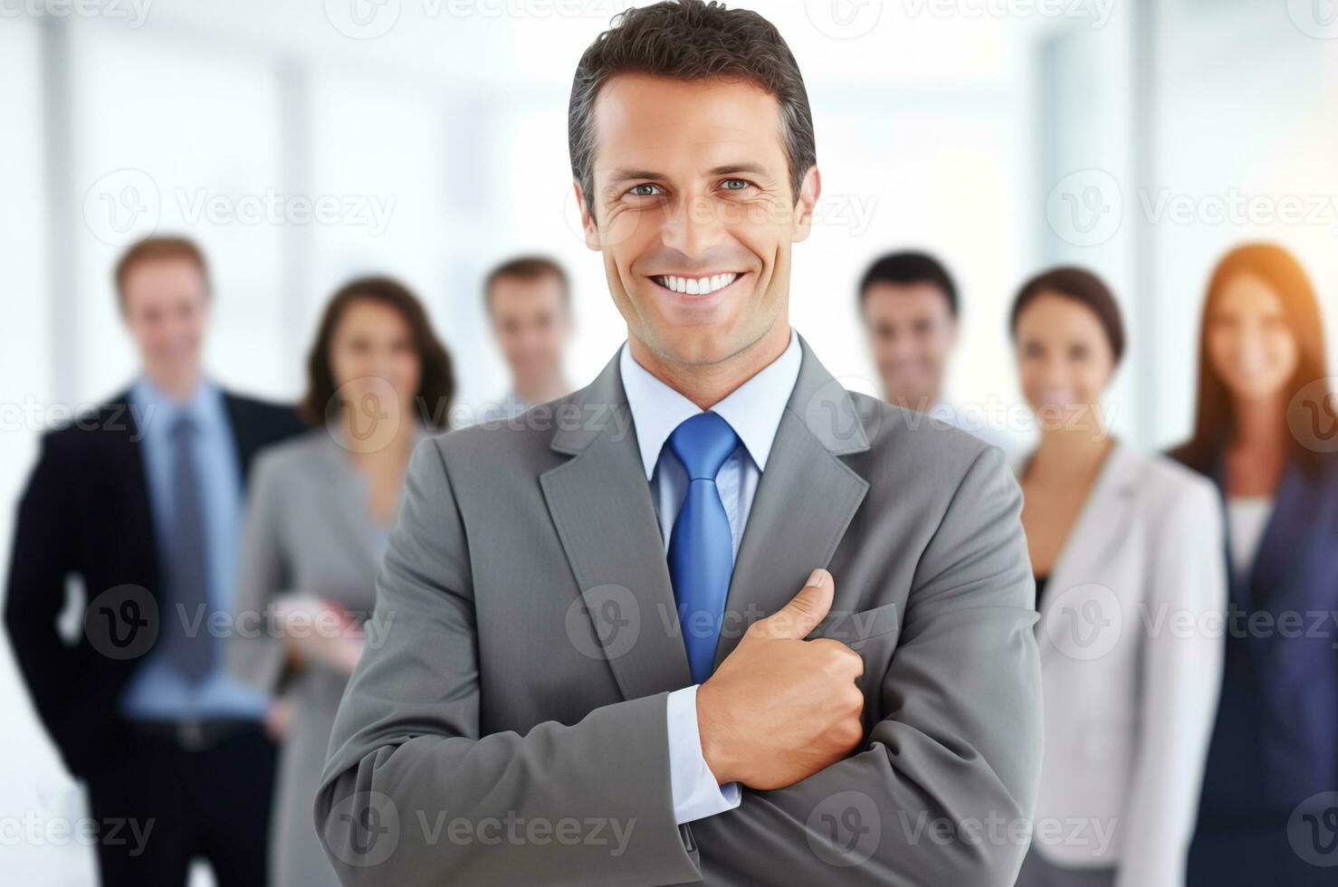 AI generated Diverse successful corporate businessman and marketer team showing teamwork and success strategy photo