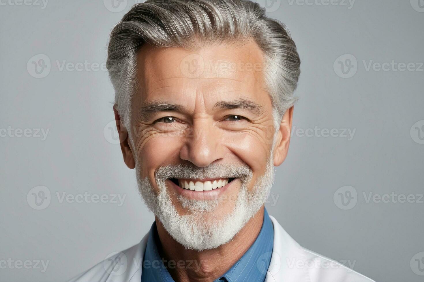 AI generated Attractive senior with a perfect smile, epitomizing dental health, hygiene and happiness photo