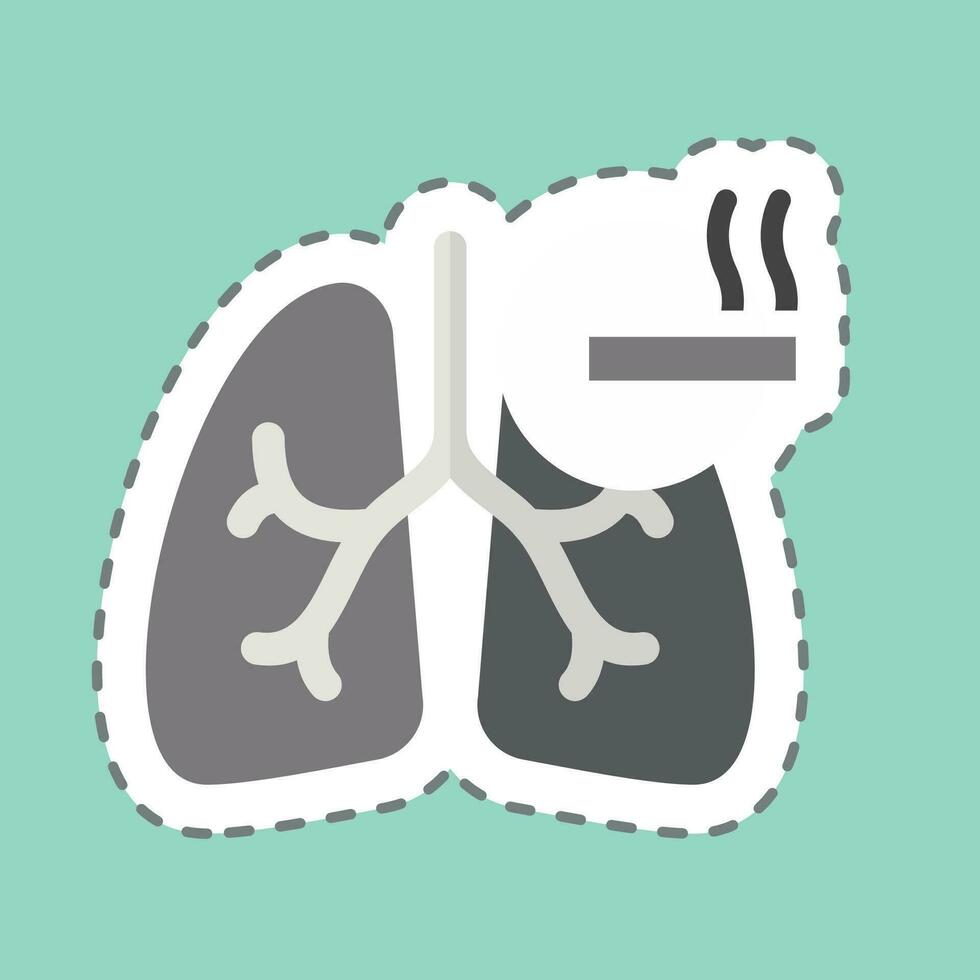 Sticker line cut Smoking. related to Respiratory Therapy symbol. simple design editable. simple illustration vector