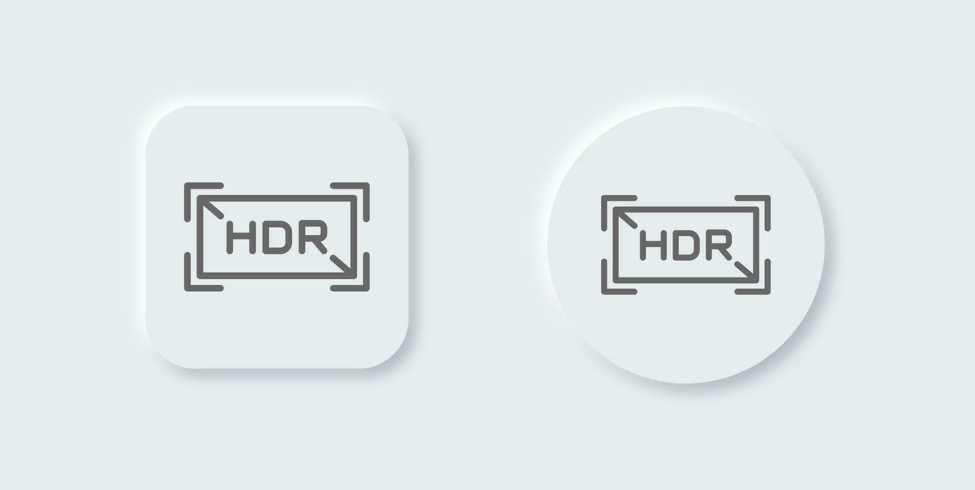 Hdr line icon in neomorphic design style. High dynamic range signs vector illustration.
