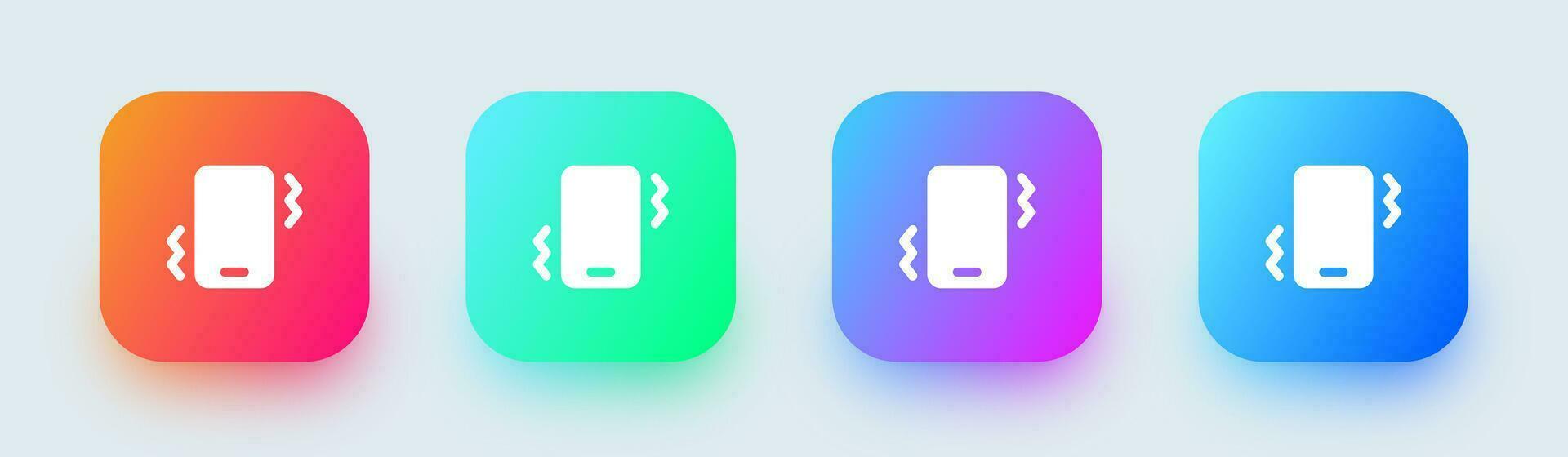 Shake phone solid icon in square gradient colors. Smartphone signs vector illustration.