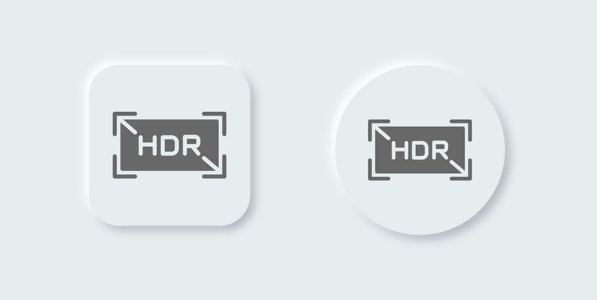 hdr sólido icono en neomórfico diseño estilo. alto dinámica rango señales vector ilustración.