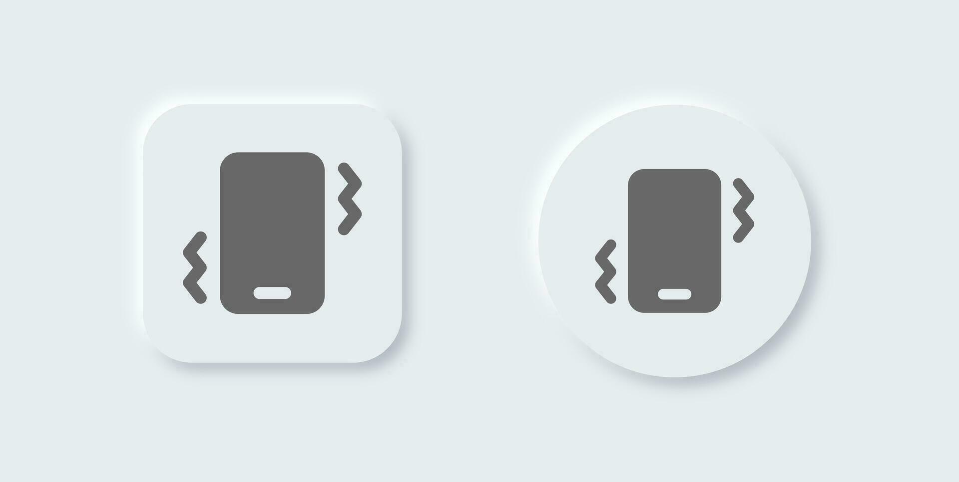 Shake phone solid icon in neomorphic design style. Smartphone signs vector illustration.