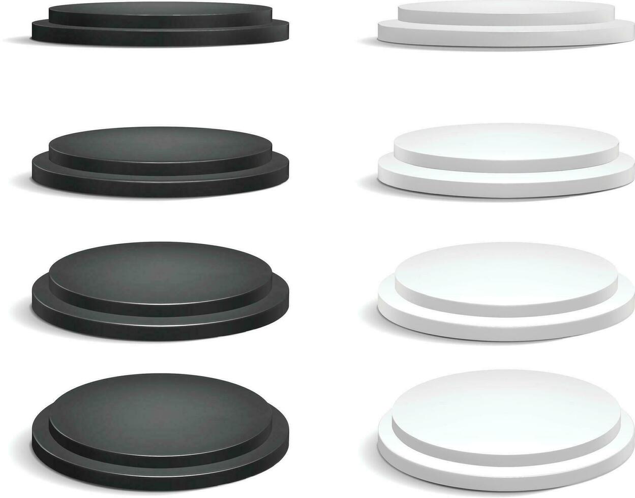 vector ison set collection of white and black podium stands in different directions Free vector
