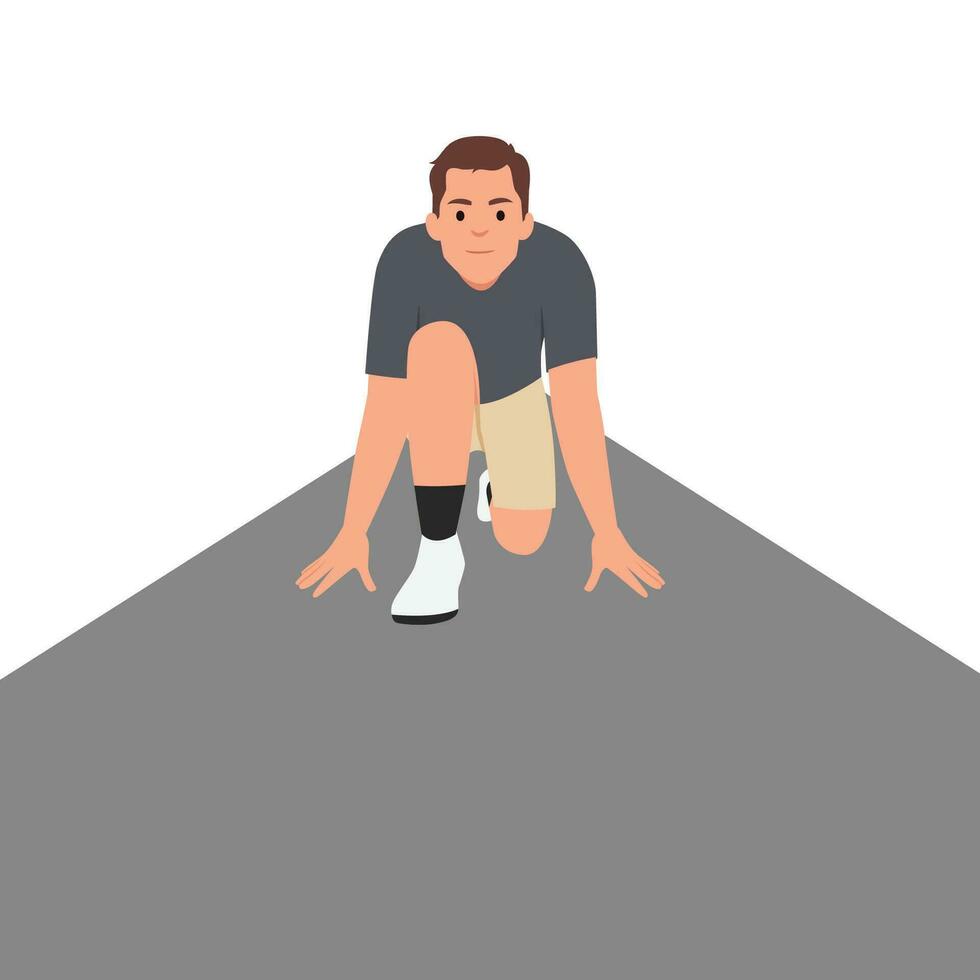 Businessman ready to run at start. Business start up concept. vector