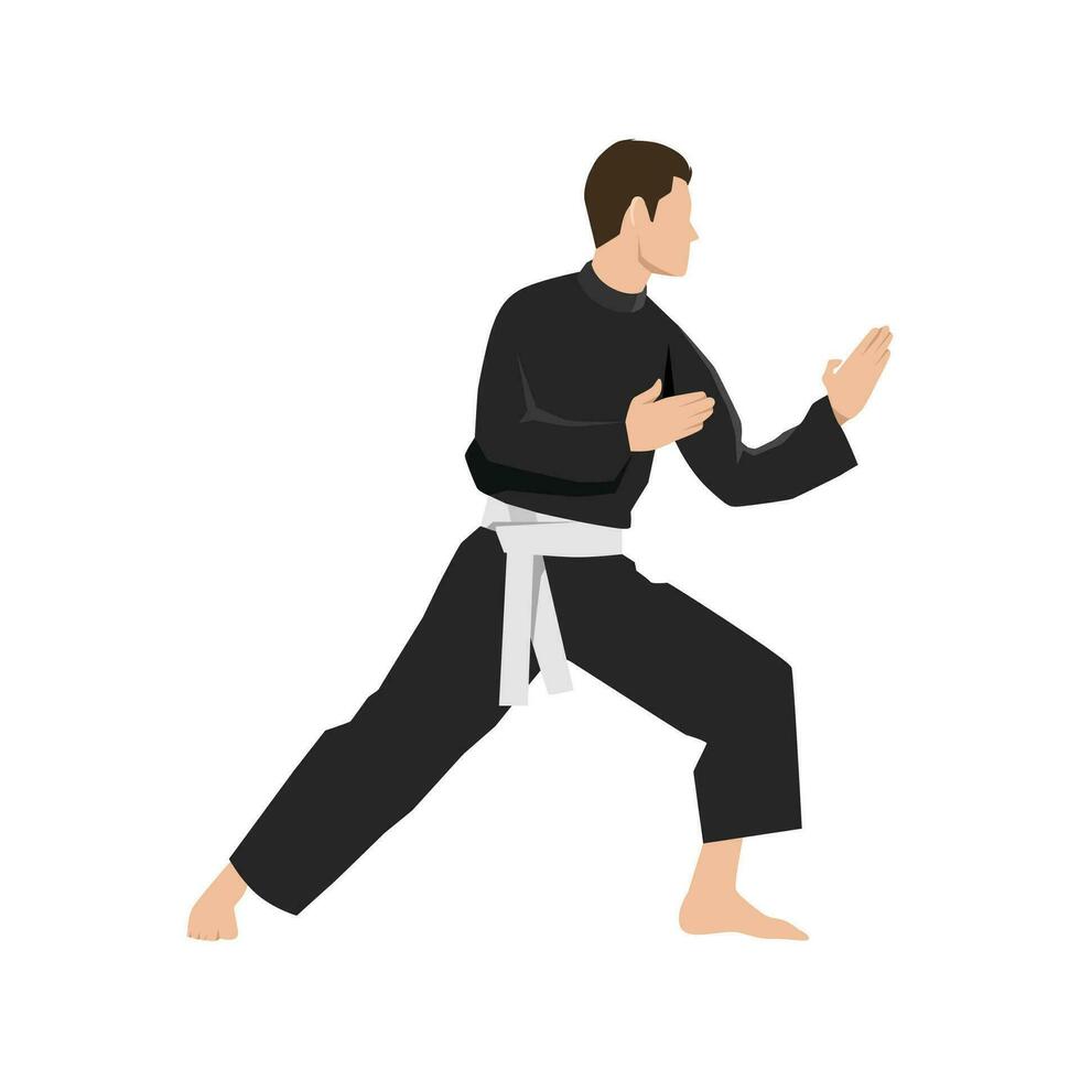 joven hombre haciendo pencak silat marcial letras combate deporte. vector