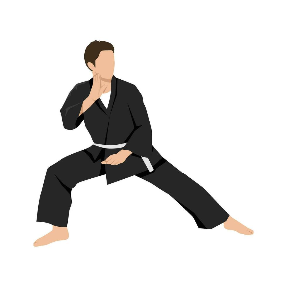 joven hombre haciendo pencak silat marcial letras combate deporte. vector