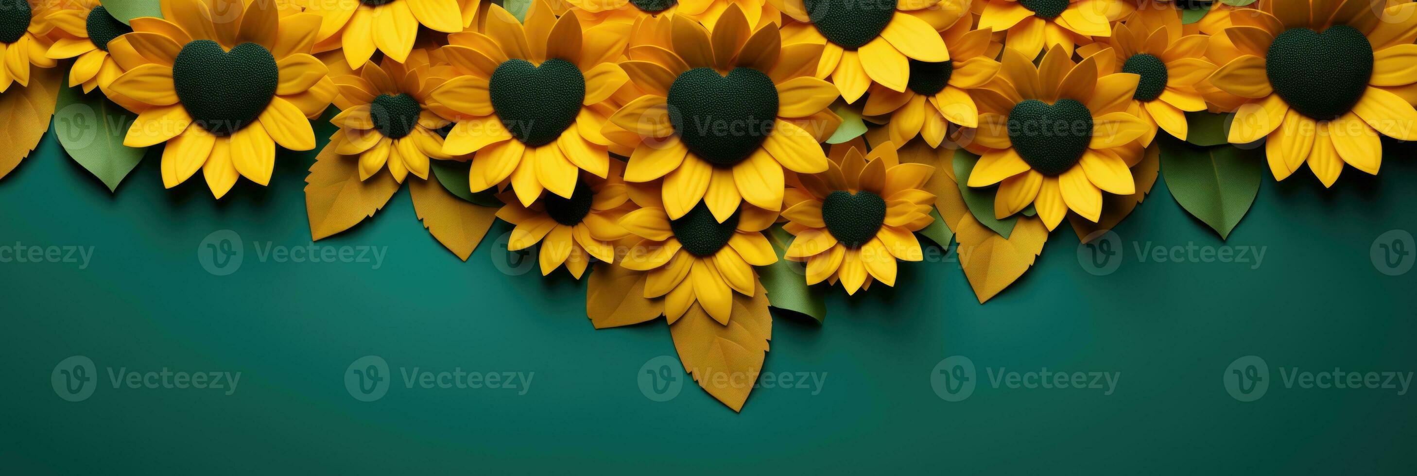 AI generated Valentines Day Concept Background with Yellow and Green Sunflower Palette photo