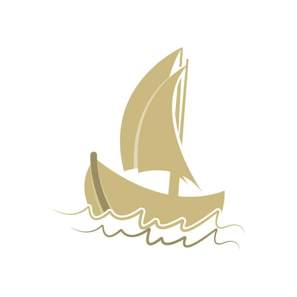 Sailboat boat on sea ocean wave with logo design vector
