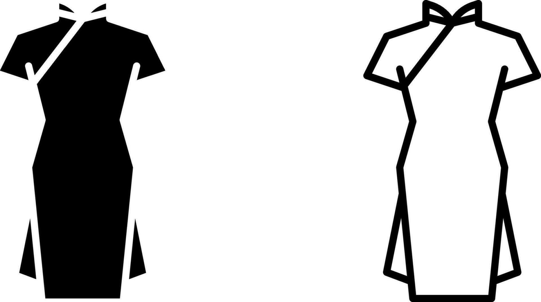 qipao chino vestir icono, firmar, o símbolo en glifo y línea estilo aislado en transparente antecedentes. vector ilustración