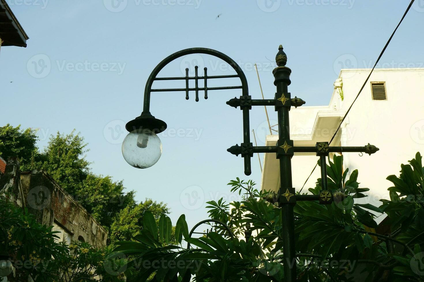 vintage lamp decoration. retro street light equipment. photo