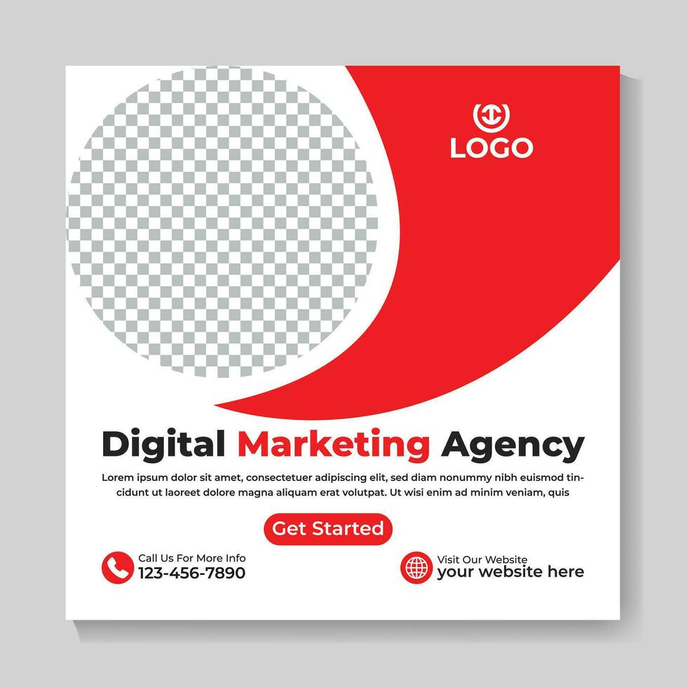 Corporate creative digital marketing agency social media post design modern square web banner template vector