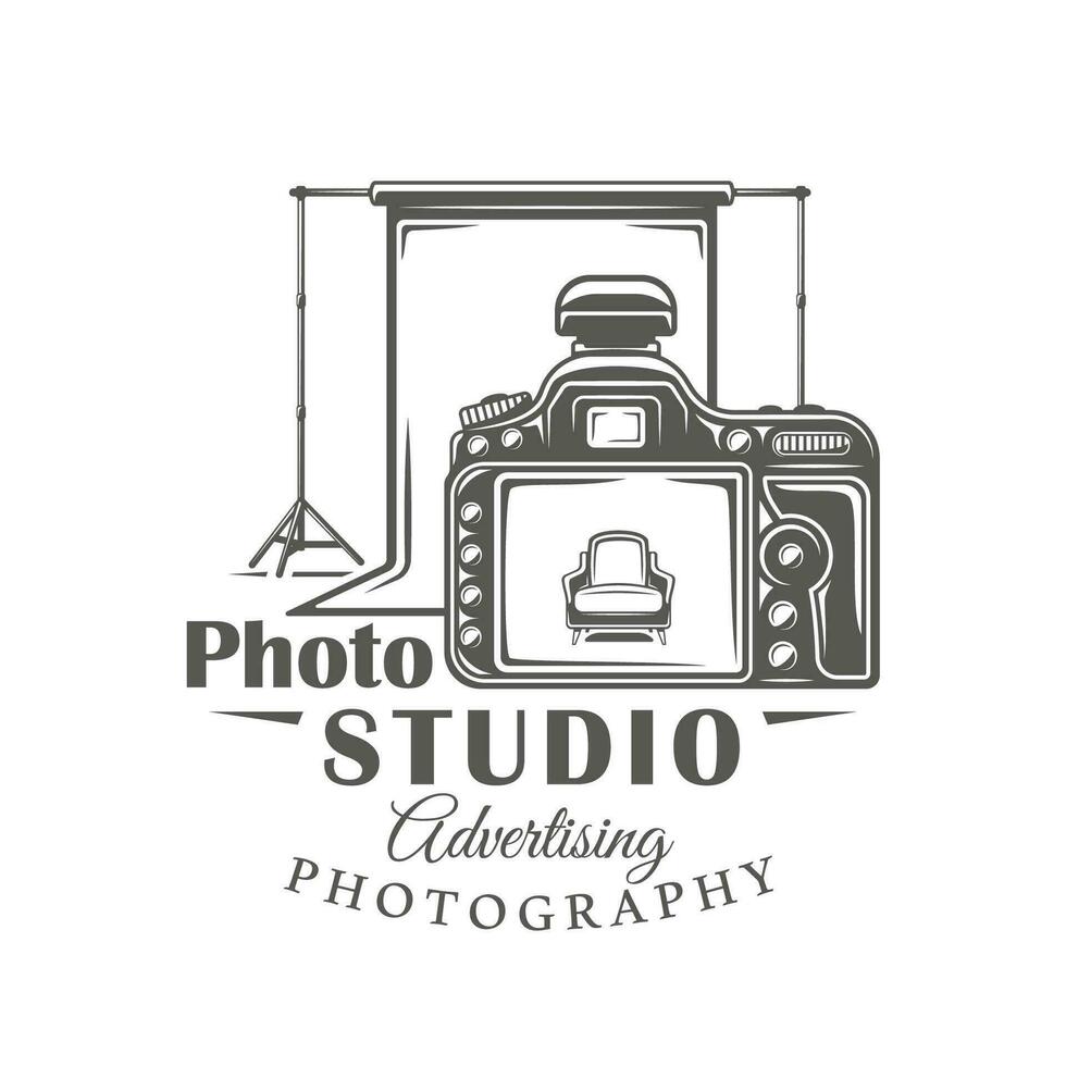 Photo studio label isolated on white background vector