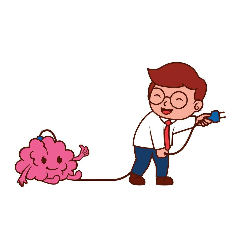 illustration design of a businessman charging his brain vector