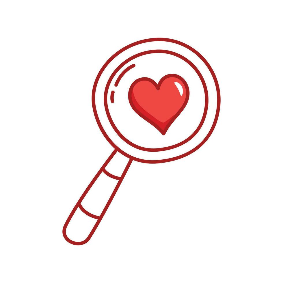 illustration design of valentine element a magnifying glass with love in the center vector