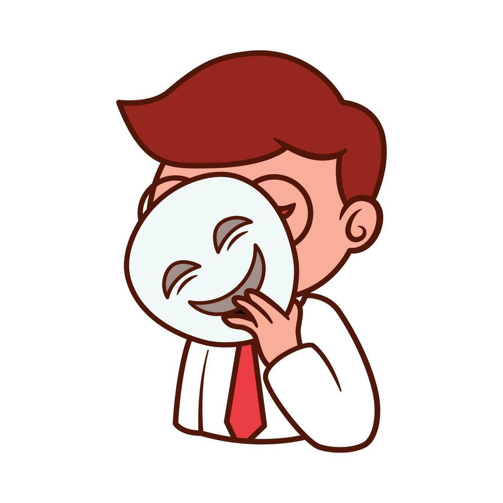 businessman illustration design with alterego mask vector