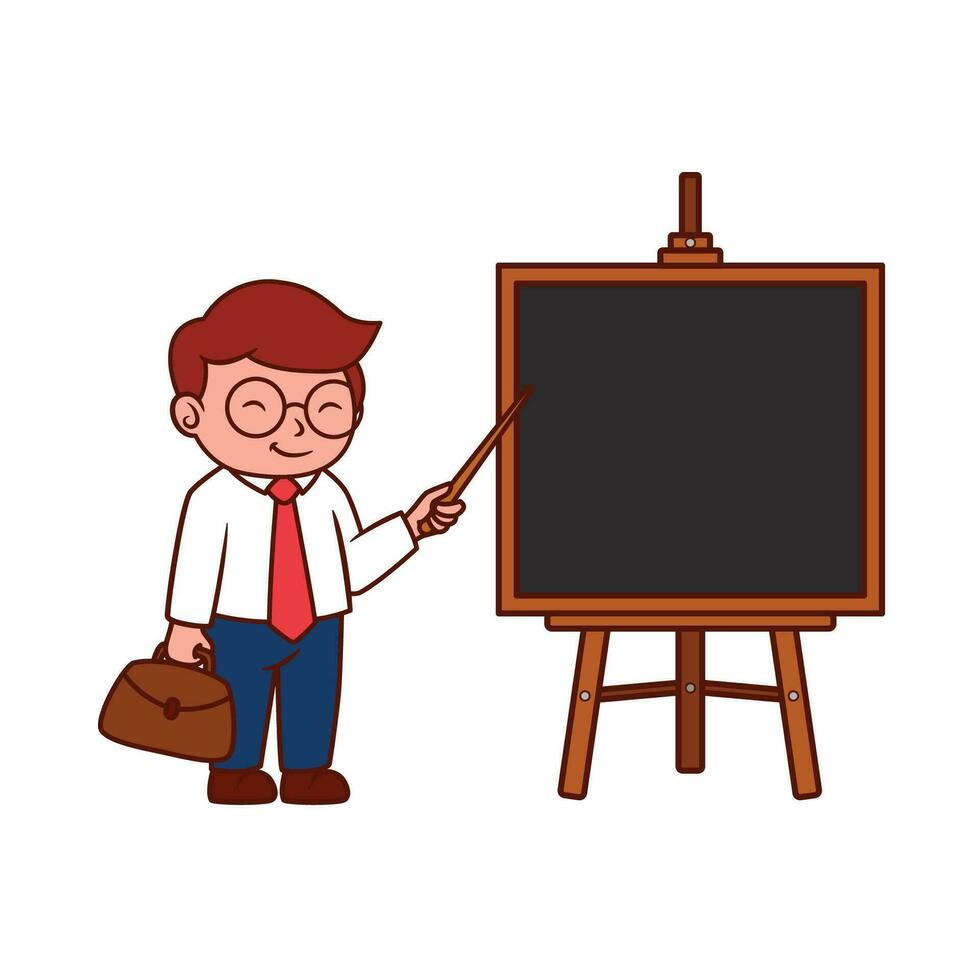 businessman illustration design explaining in front of the blackboard vector