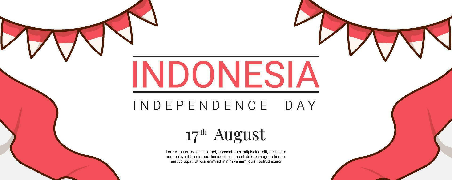 Indonesian independence day themed banner template design vector