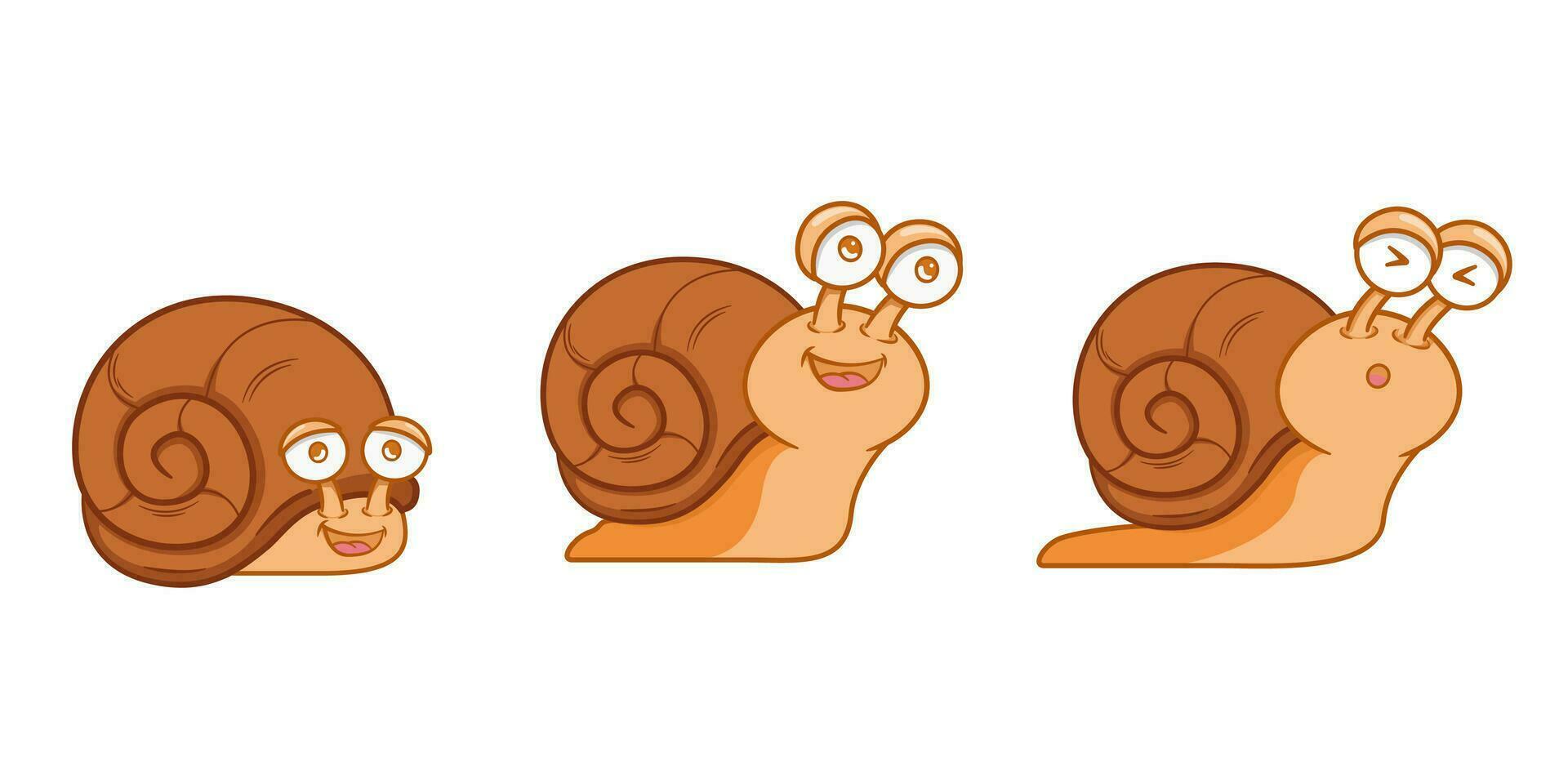 cute cartoon snail mascot illustration design with expression. suitable for children's books and logo mascots vector