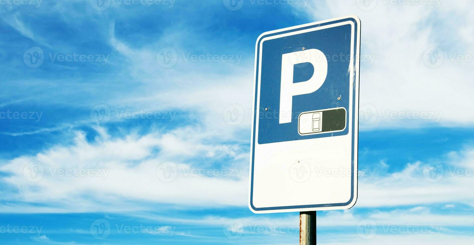 Closeup of the  parking sign in city photo