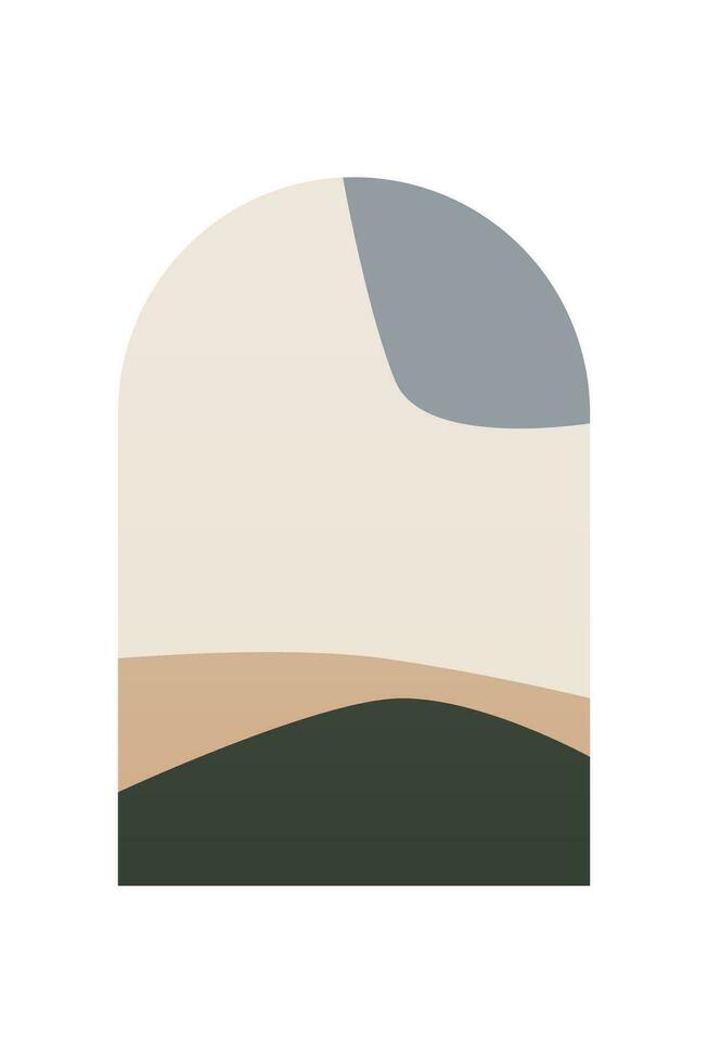 Abstract Landscape Art Poster. Mid Century Background Illustration vector