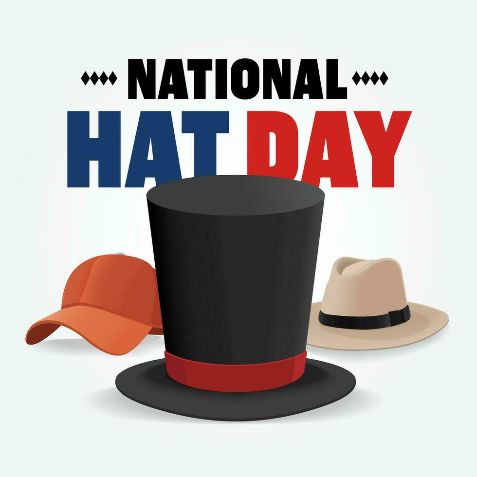 vector illustrational of national hat day, Flat design concept, graphic designe for banner
