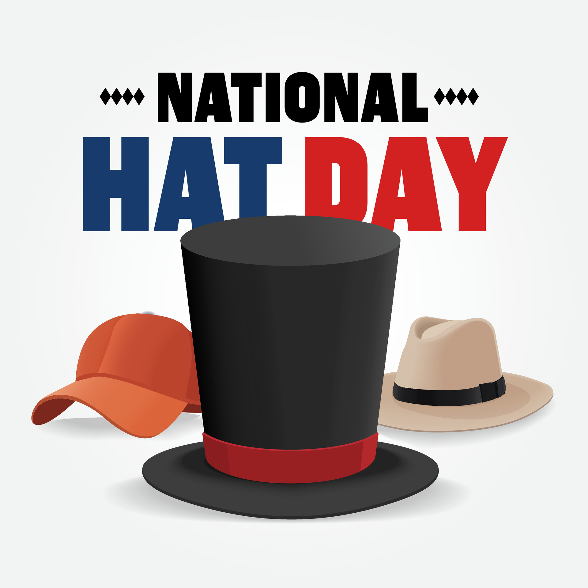 vector illustrational of national hat day, Flat design concept, graphic