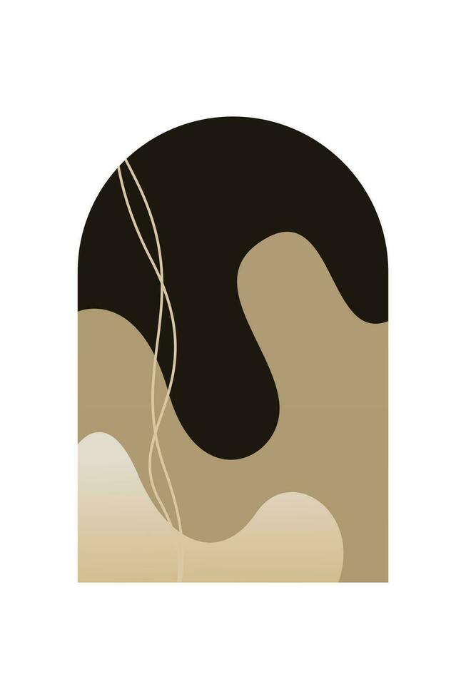 Abstract Landscape Art Poster. Mid Century Background Illustration vector