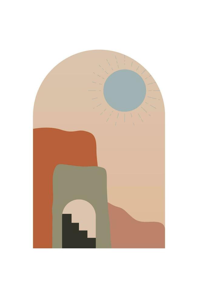 resumen paisaje Arte póster. medio siglo antecedentes ilustración vector