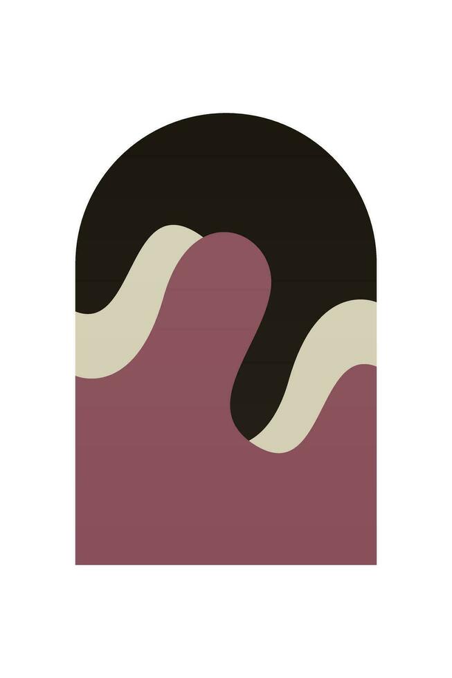 Abstract Landscape Art Poster. Mid Century Background Illustration vector