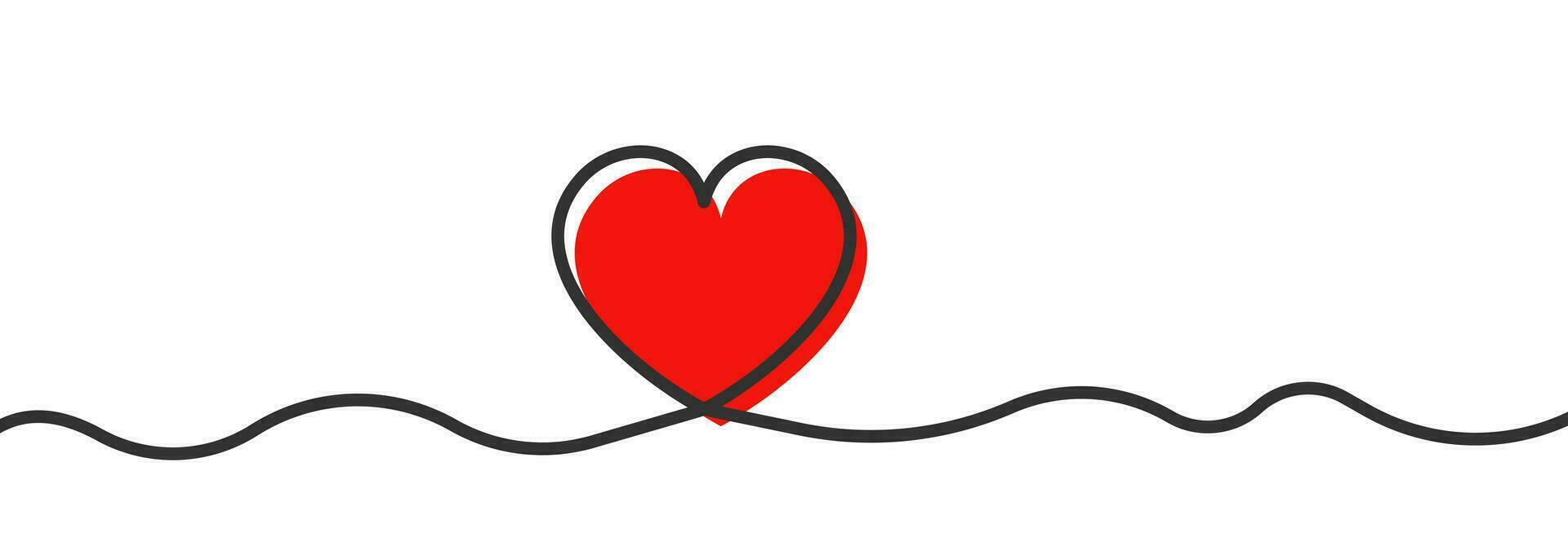 Love vector. Heart shape symbol. Valentine banner. One line drawing. vector