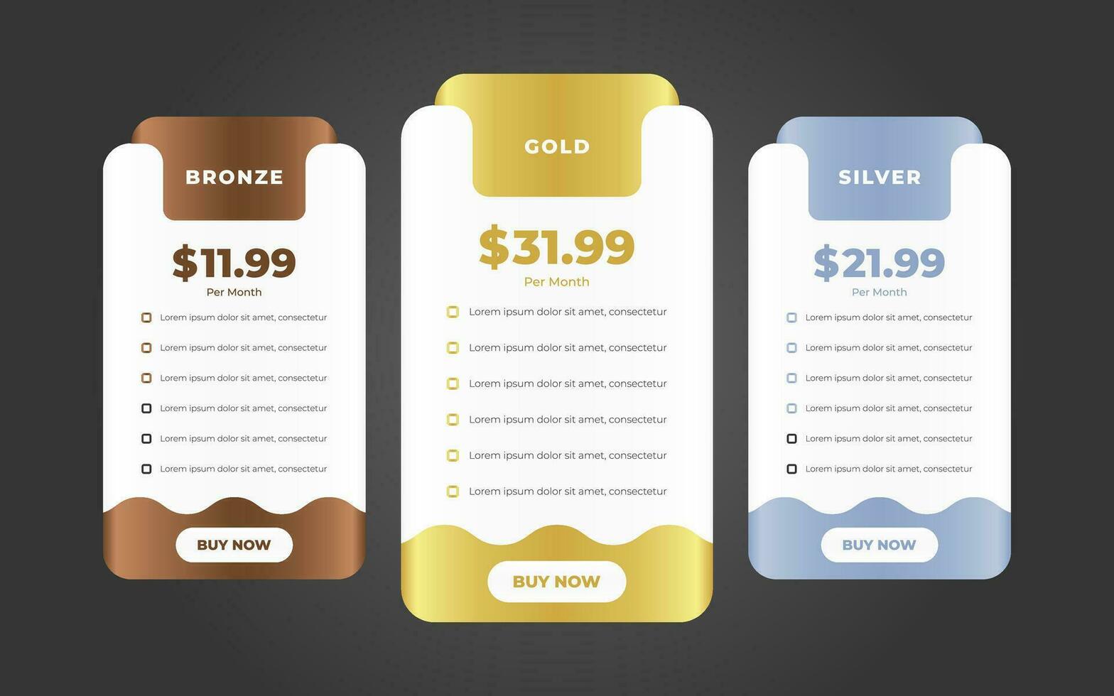 Vector modern pricing table design template