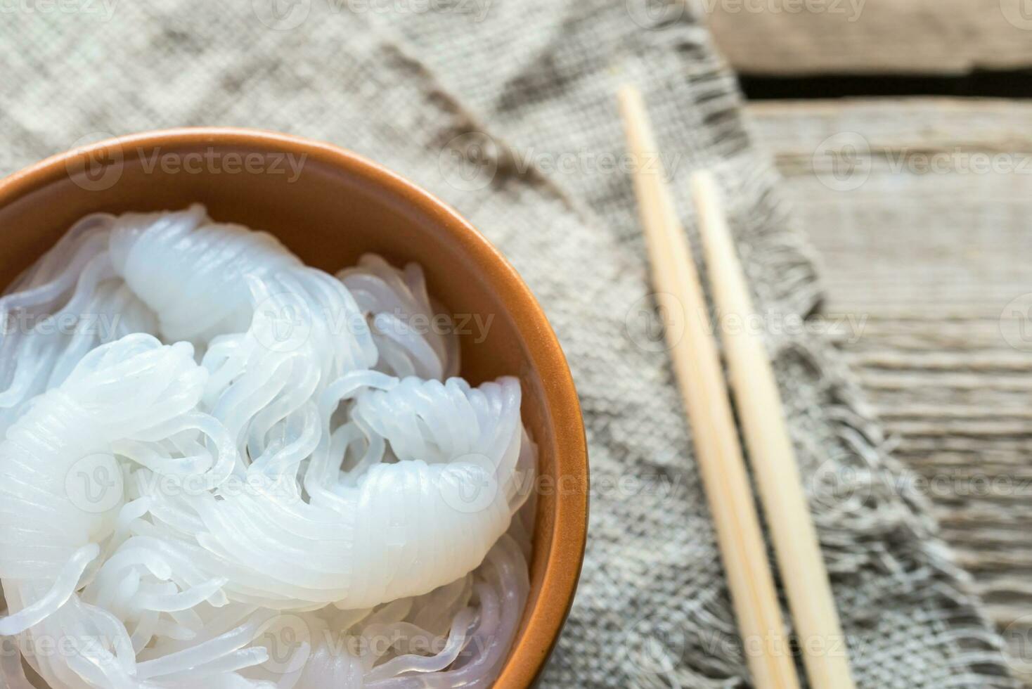 Bowl of shirataki noodles photo