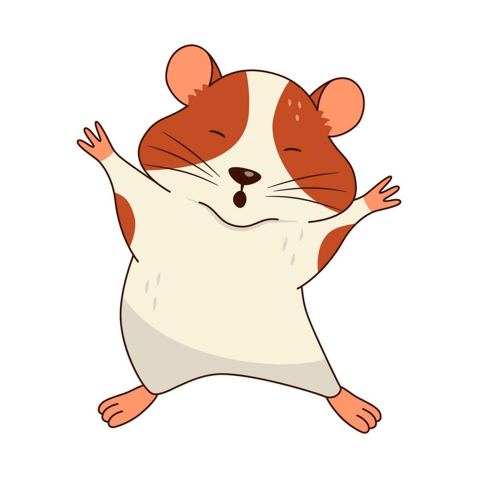 Cute orange and white hamster isolated on white background. vector