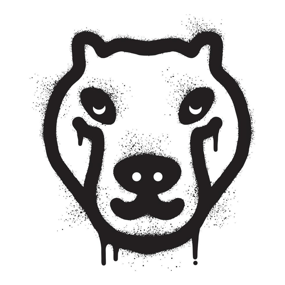 Face of a polar bear drawn with black spray paint vector