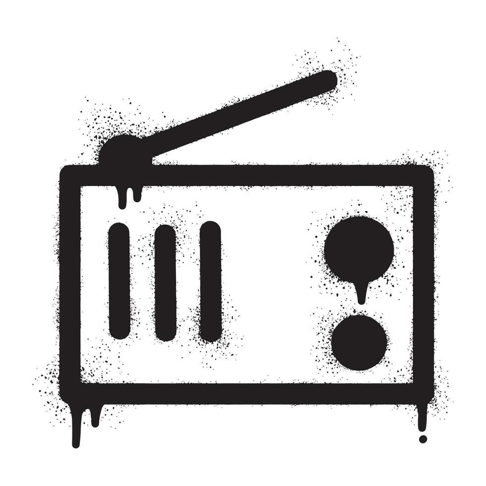 Radio graffiti drawn with black spray paint vector