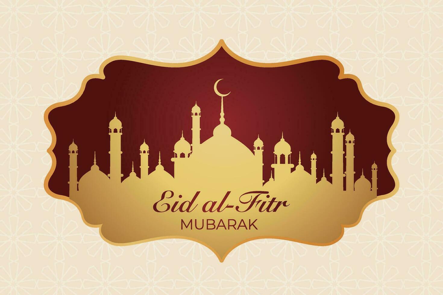 eid mubarak greeting card with gold pattern and lace design vector